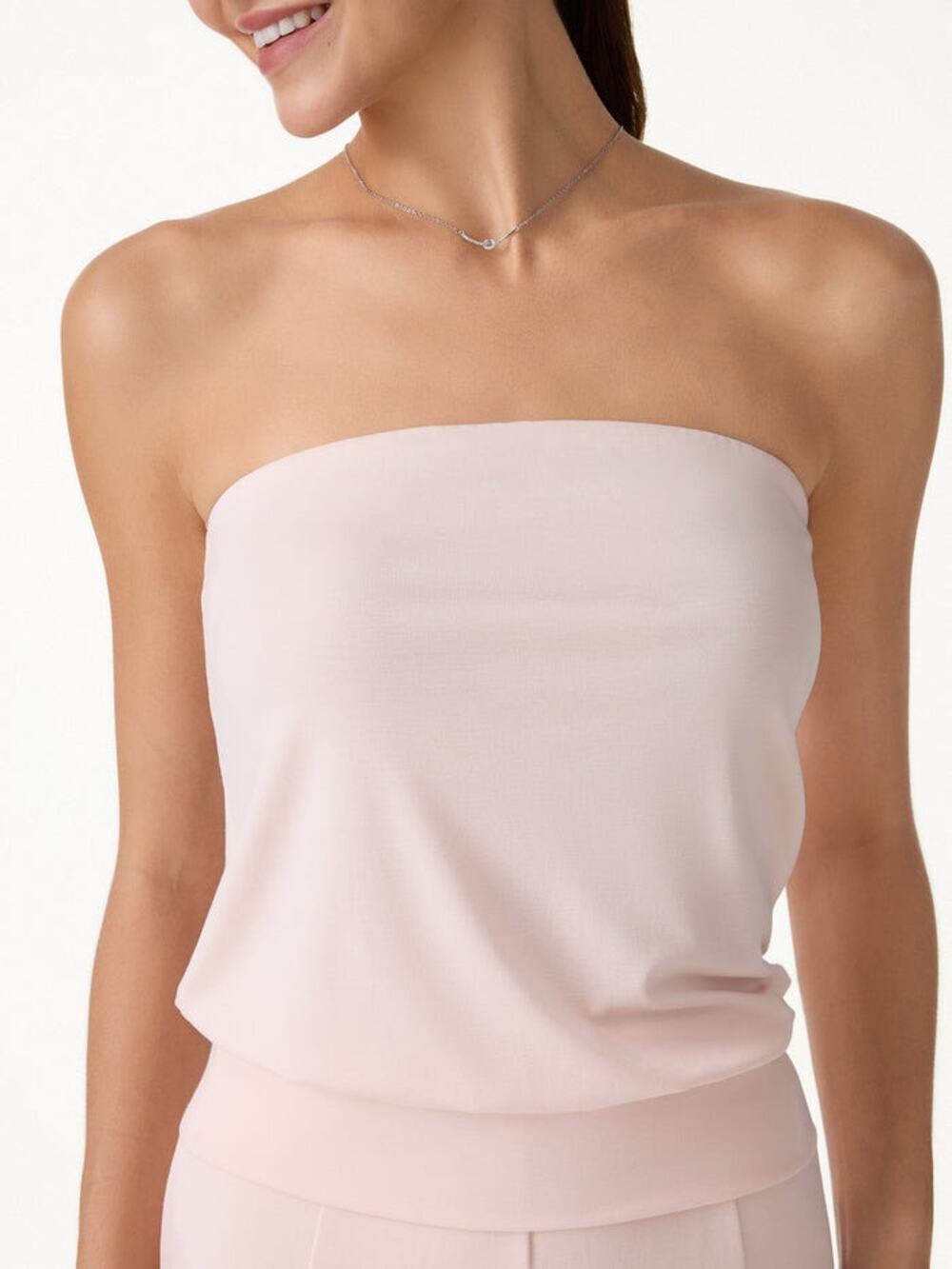NWT OGL Off White Cream Lyocell Bandeau Banded Hem Built In Brami Bra Top S $45